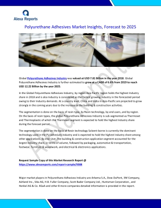 Polyurethane Adhesives Market Insights, Forecast to 2025