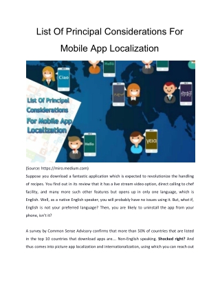 List Of Principal Considerations For Mobile App Localization