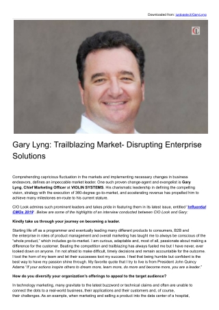 Trailblazing Market-Disrupting Enterprise Solutions | Gary Lyng