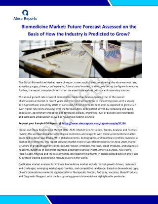 Biomedicine Market: Future Forecast Assessed on the Basis of How the Industry is Predicted to Grow?