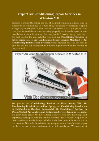Air Conditioning Repair Services in Wheaton MD