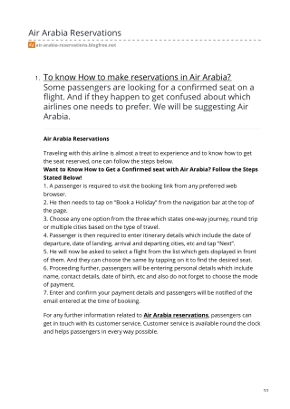 Air Arabia Reservations