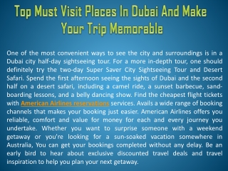 Top Must Visit Places In Dubai And Make Your Trip Memorable