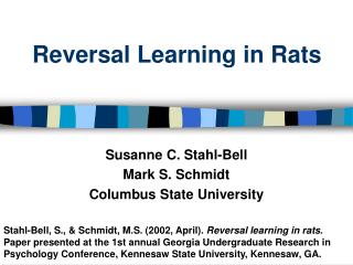 Reversal Learning in Rats