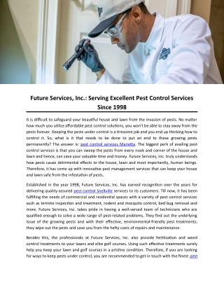 Future Services, Inc.: Serving Excellent Pest Control Services Since 1998