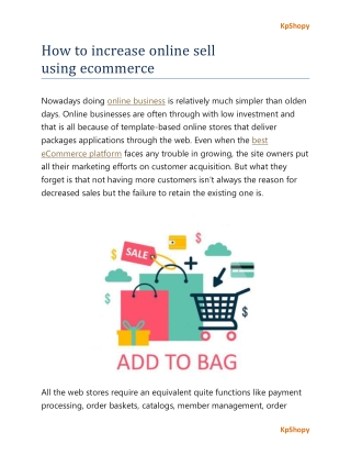 How to increase online sell using ecommerce