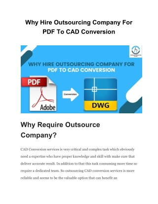 Why Hire Outsourcing Company For PDF To CAD Conversion