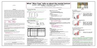 What “Mice Trap” tells us about the mental lexicon Carolyn J. Buck-Gengler 1,3 , Lise Menn 2,3 , and Alice F. Healy 1,3