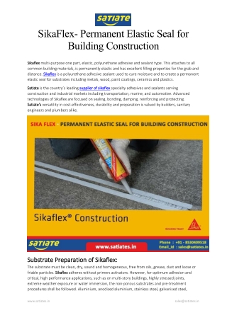 SikaFlex- Permanent Elastic Seal For Building Construction