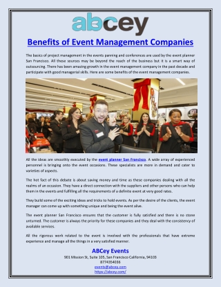 Benefits of Event Management Companies
