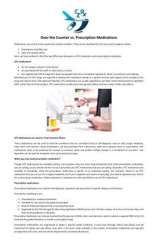 Over the Counter vs. Prescription Medications