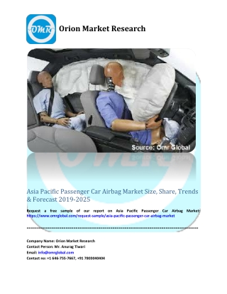 Asia Pacific Passenger Car Airbag Market Size, Share, Trends & Forecast 2019-2025