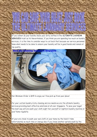 YOU CAN SAVE YOUR BUJET JUST BOOK THE ULTIMATE LAUNDARY SERVICES