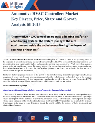 Automotive HVAC Controllers Market Key Players, Price, Share and Growth Analysis till 2025