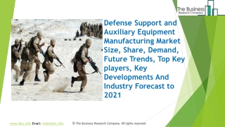 Global Defense Support and Auxiliary Equipment Manufacturing Market Report 2020