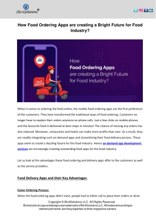 How Food Ordering Apps are creating a Bright Future for Food Industry?