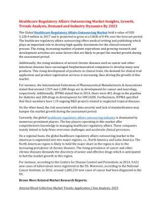 Healthcare Regulatory Affairs Outsourcing Market Insights, Growth, Trends Analysis, Demand and Industry Dynamics By 2023