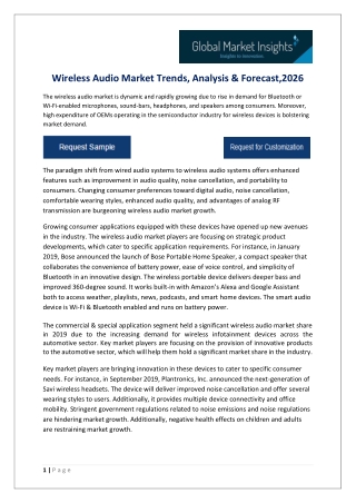 Wireless Audio Market Share, Trend & Growth Forecast to 2026