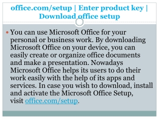 office.com/setup | Enter product key | Download office setup