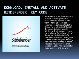 bitdefender.com/activate | DOWNLOAD, INSTALL AND ACTIVATE BITDEFENDER  KEY CODE