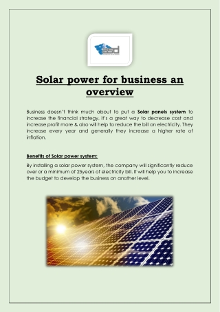 Solar power for business an overview