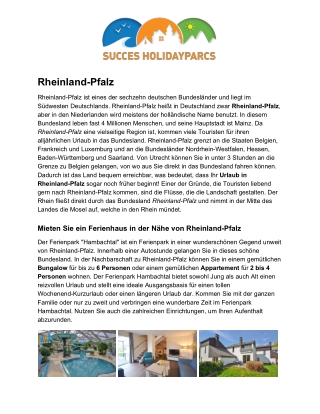 Succes Holidayparcs - Ferienpark Rheinland Pfalz