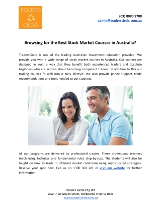 Browsing for the Best Stock Market Courses in Australia?