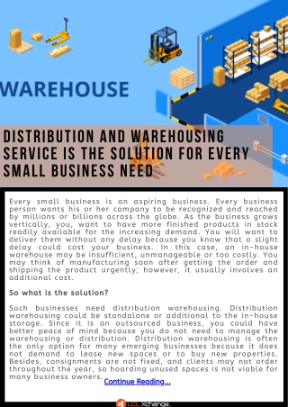 Distribution and Warehousing Service Is the Solution for Every Small Business Need