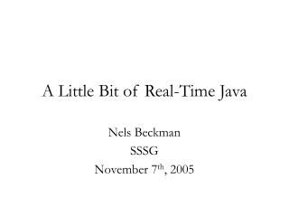 A Little Bit of Real-Time Java