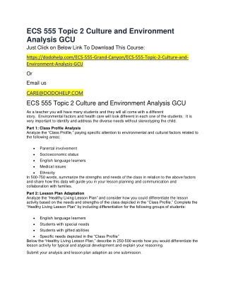 ECS 555 Topic 2 Culture and Environment Analysis GCU