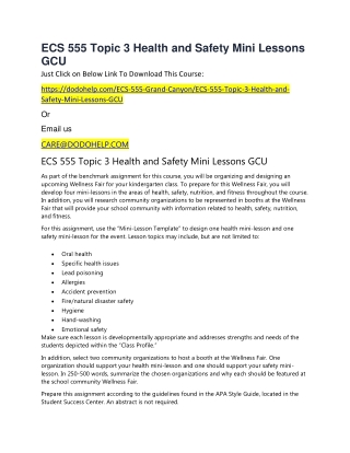 ECS 555 Topic 3 Health and Safety Mini Lessons GCU