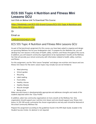 ECS 555 Topic 4 Nutrition and Fitness Mini Lessons GCU