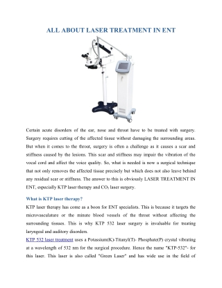 All about laser treatment in ent