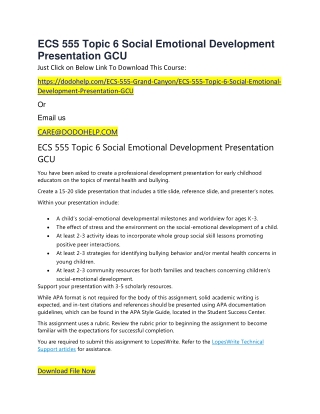 ECS 555 Topic 6 Social Emotional Development Presentation GCU