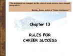 The workplace has changed, and the rules of career success have changed along with it. Barbara Mose