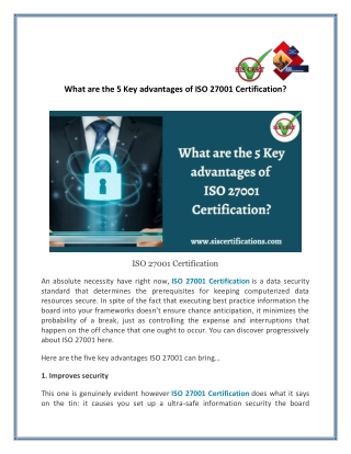 What are the 5 Key advantages of ISO 27001 Certification?