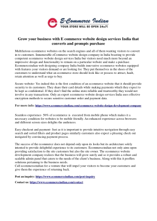 E-Commerce Indian| ECommerce Website Design Services India