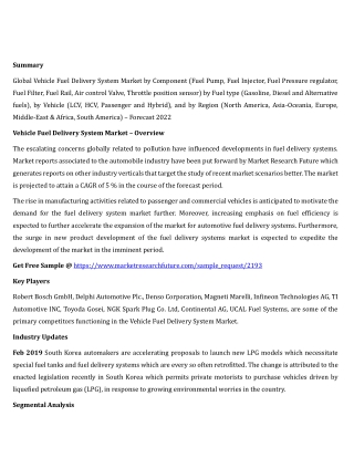 Vehicle Fuel Delivery System Market