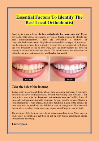 Essential Factors To Identify The Best Local Orthodontist