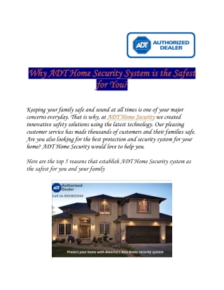 Why adt home security system is the safest for you
