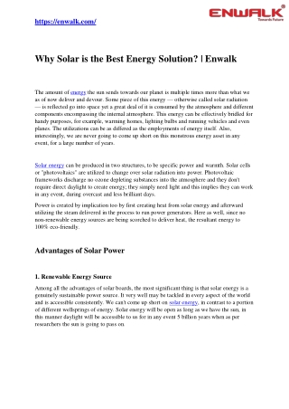 Why Solar is the Best Energy Solution? | Enwalk