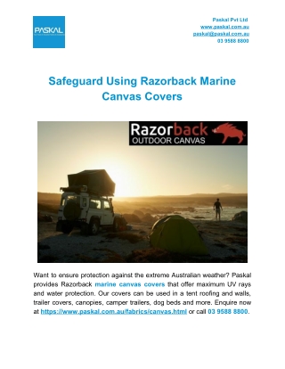 Safeguard Using Razorback Marine Canvas Covers