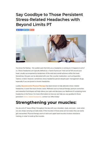 Say Goodbye to Those Persistent Stress-Related Headaches with Beyond Limits PT