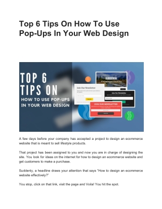 Top 6 Tips On How To Use Pop-Ups In Your Web Design