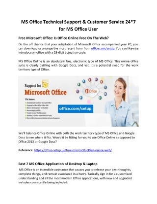 MS Office Technical Support & Customer Service 24*7 - Office.com/setup