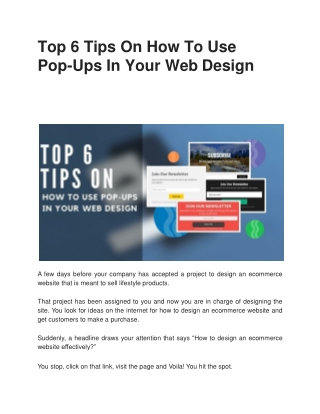 Top 6 Tips On How To Use Pop-Ups In Your Web Design