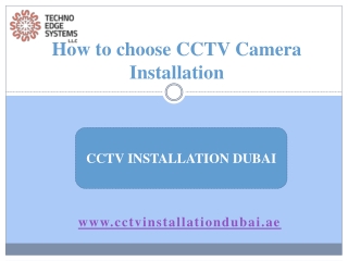 How to Choose CCTV Camera Installation