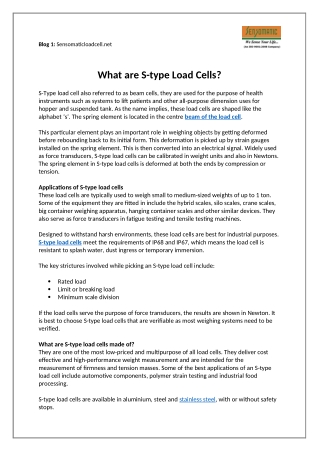 What are S-type Load Cells?