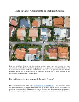 Unde sa Cauti Apartamente de Inchiriat Craiova