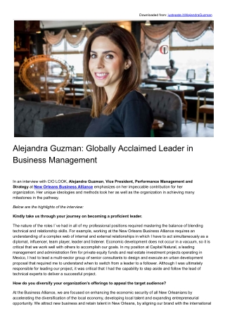 Globally Acclaimed Leader in Business Management | Alejandra Guzman